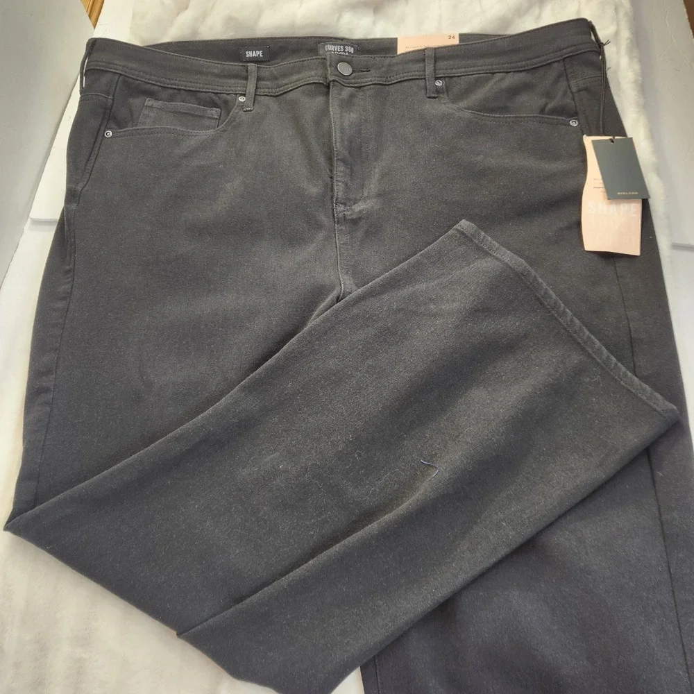 NEW NYDJ Curves 360‎ Shape Crop Kick Flare Jeans Black Size 24 Stretch Denim NWT